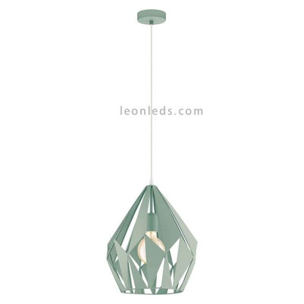 Lámpara colgante de Techo Carlton 1 verde menta 1XE27 | Lámpara vintage de techo de Eglo Lighting | LeonLeds Iluminación
