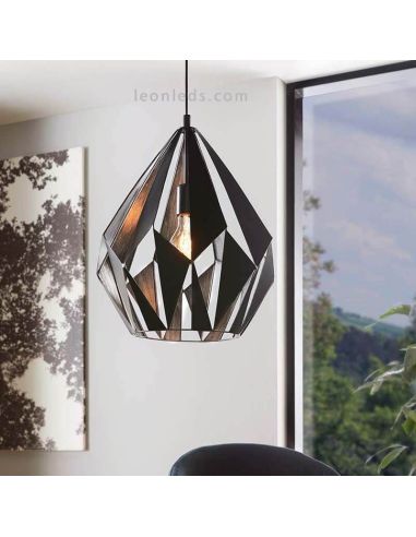 Lámpara de Techo Carlton 1 negra y plata 1XE27 | Lámpara regulable de Eglo Lighting | LeonLeds Iluminación