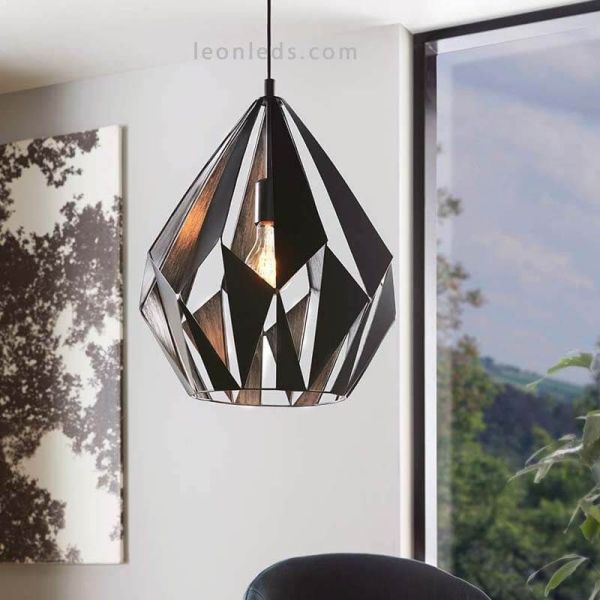 Lámpara de Techo Carlton 1 negra y plata 1XE27 | Lámpara regulable de Eglo Lighting | LeonLeds Iluminación