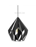 Candeeiro de teto preto e prateado Carlton 1 1XE27 | Lâmpada brilhante da Eglo Lighting | Leon Iluminação LED
