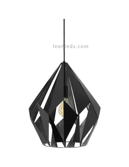 Lámpara de Techo Carlton 1 negra y plata 1XE27 | Lámpara brillante de Eglo Lighting | LeonLeds Iluminación