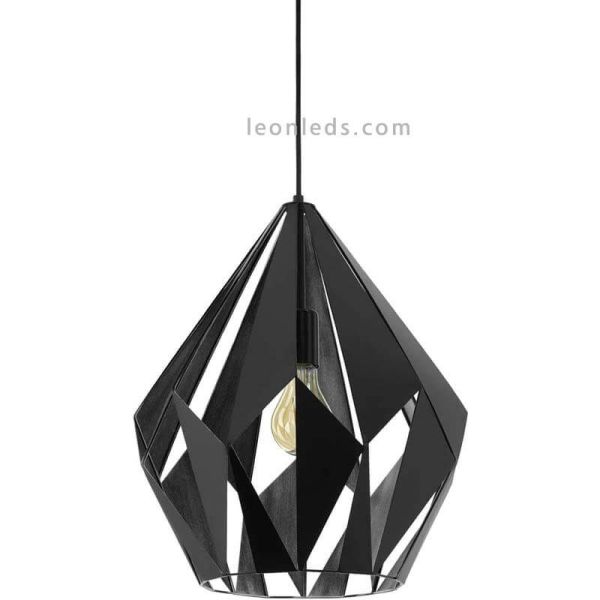 Lámpara de Techo Carlton 1 negra y plata 1XE27 | Lámpara brillante de Eglo Lighting | LeonLeds Iluminación