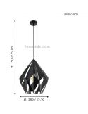 Lámpara de Techo Carlton 1 negra y plata 1XE27 | Lámpara plateada de Eglo Lighting | LeonLeds Iluminación
