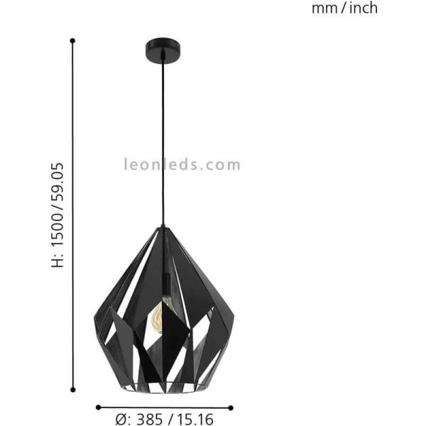 Lámpara de Techo Carlton 1 negra y plata 1XE27 | Lámpara plateada de Eglo Lighting | LeonLeds Iluminación