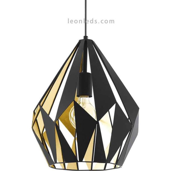 Lámpara de Techo Carlton 1 negra y oro 1XE27 | Lámpara brillante de Eglo Lighting | LeonLeds Iluminación