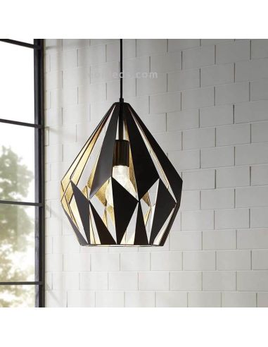 Luminária de teto Carlton 1 preta e dourada 1XE27 | Candeeiro regulável da Eglo Lighting | Leon Iluminação LED