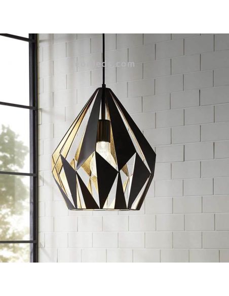 Plafonnier noir et doré Carlton 1 1XE27 | Lampe à intensité variable de Eglo Lighting | Éclairage LeonLeds