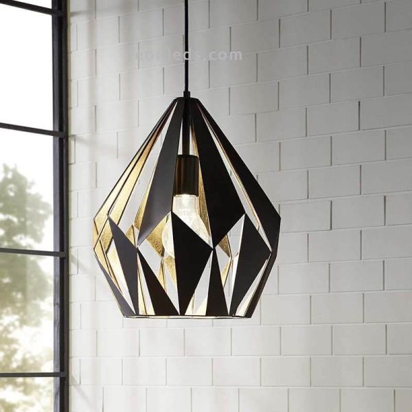 Lámpara de Techo Carlton 1 negra y oro 1XE27 | Lámpara regulable de Eglo Lighting | LeonLeds Iluminación