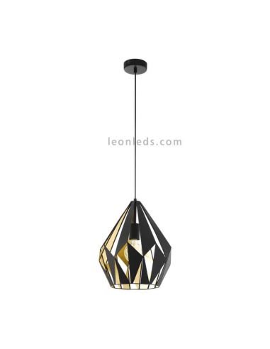 Lámpara de Techo Carlton 1 negra y oro 1XE27 | Lámpara vintage de techo de Eglo Lighting | LeonLeds Iluminación