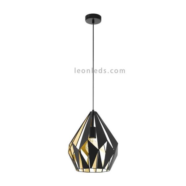 Lámpara de Techo Carlton 1 negra y oro 1XE27 | Lámpara vintage de techo de Eglo Lighting | LeonLeds Iluminación