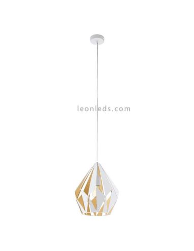 Lámpara de Techo Carlton 1 blanca y oro 1XE27 | Lámpara vintage de techo de Eglo Lighting | LeonLeds Iluminación