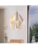 Lámpara de Techo Carlton 1 blanca y oro 1XE27 | Lámpara dorada vintage industrial| LeonLeds Iluminación