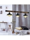 Lámpara de techo de madera y acero rustica Oldbury 3 luces 49685 | LeonLeds