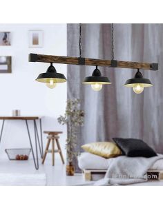 Lámpara de techo de madera y acero Oldbury 3 luces 49685 | LeonLeds 2