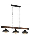 Lámpara de techo de madera y acero Oldbury 3 luces 49685 | LeonLeds