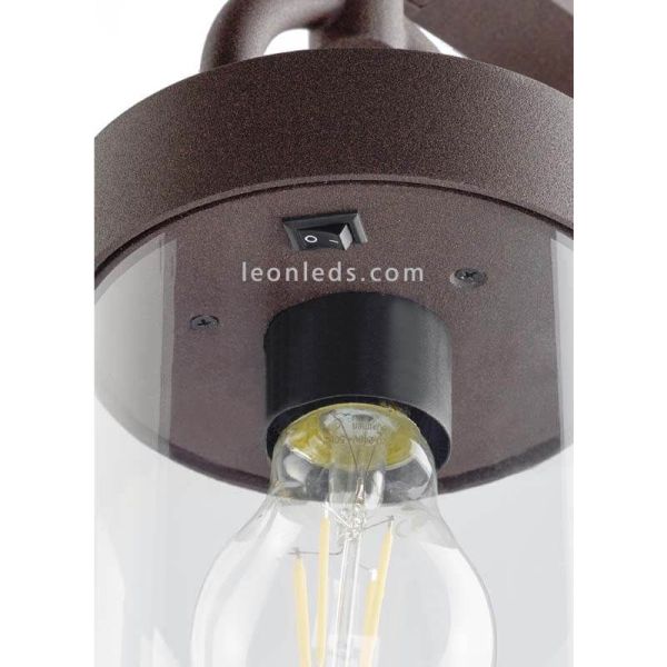 Sobremuro de Exterior óxido IP44 Sambesi 1XE27 | con sensor de luz duirna| LeonLeds Iluminación