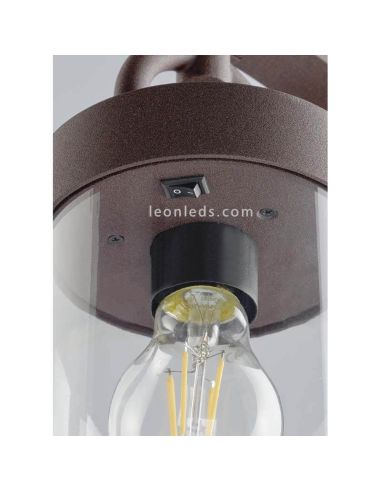 Sobremuro de Exterior óxido IP44 Sambesi 1XE27 | con interruptor | LeonLeds Iluminación