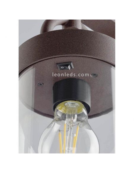 Sobremuro de Exterior óxido IP44 Sambesi 1XE27 | con interruptor | LeonLeds Iluminación