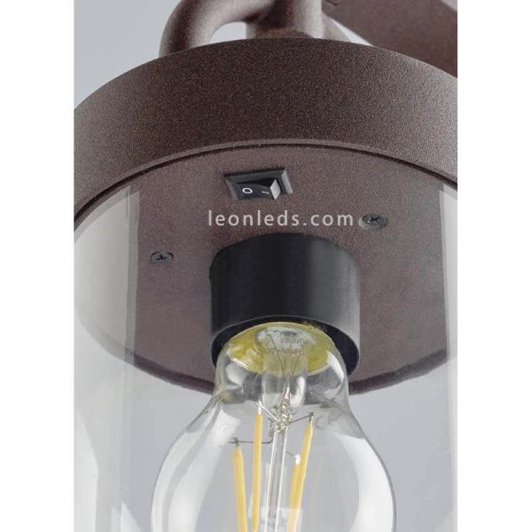 Sobremuro de Exterior óxido IP44 Sambesi 1XE27 | con interruptor | LeonLeds Iluminación