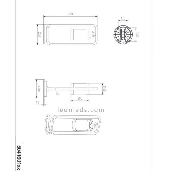 Sobremuro de Exterior óxido IP44 Sambesi | farol de Trio Lighting granate metálico pequeño | LeonLeds Iluminación