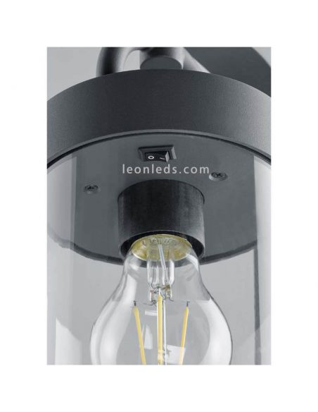 Poste exterior antracite com sensor Sambesi 1XE27 | com sensor de luz natural | Leon Iluminação LED