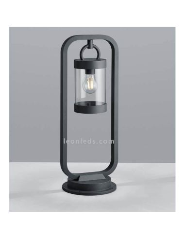 Poste Sobremuro de Exterior antracita con sensor Sambesi 1XE27 | granate oxidado metálico | LeonLeds Iluminación