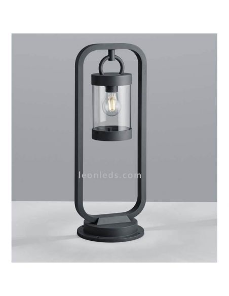 Poste exterior antracite com sensor Sambesi 1XE27 | granada oxidada metálica | Leon Iluminação LED