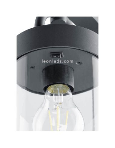 Poste exterior antracite com sensor Sambesi 1XE27 | com interruptor | Leon Iluminação LED