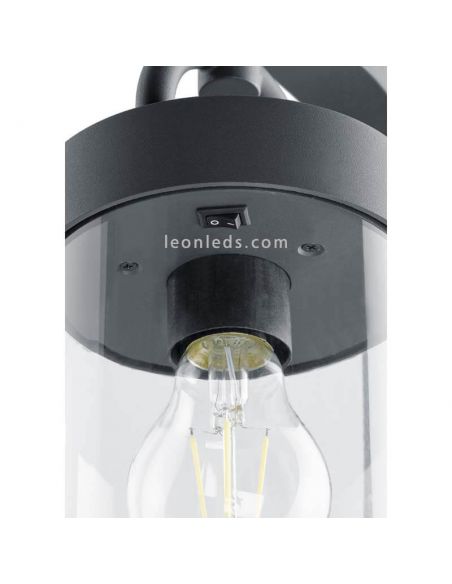 Poste exterior antracite com sensor Sambesi 1XE27 | com interruptor | Leon Iluminação LED