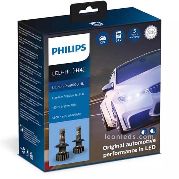 Ampoules LED H4 Ultinon Pro9000 12V 24V Philips Auto | leonleds