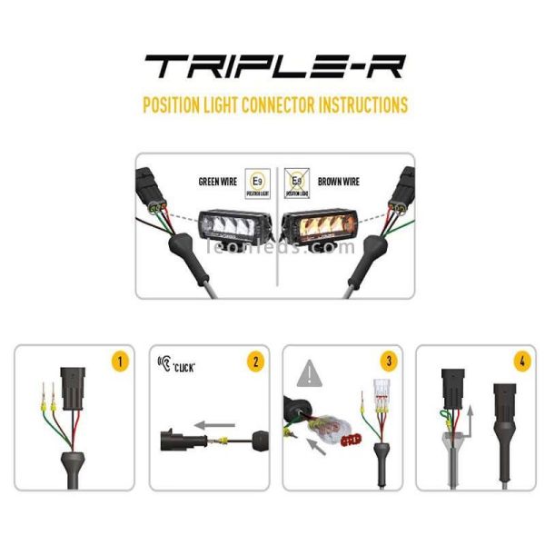 Cabelado Barra LED largo alcance Triple R 850 Gen 2 66W 32Cm con luz de posición Lazer | LeonLeds