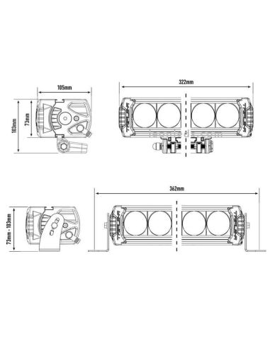 Dimensions Puissante Barre LED Triple R 850 Elite Gen 2 73W 32Cm 00R6-G2-EL-B Lazer 5060404993945 | leonleds