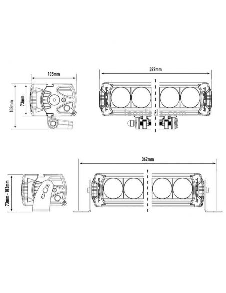 Dimensiones Barra LED potente Triple R 850 Elite Gen 2 73W 32Cm 00R6-G2-EL-B Lazer 5060404993945 | LeonLeds