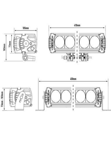 Dimensiones Barra LED Triple R1000 Gen 2 Elite | Leonleds