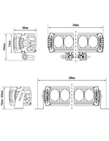 Dimensiones Barra LED Triple R1000 Gen 2 Elite | Leonleds