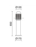 Dimensiones Baliza para exterior Siroco 65Cm Antracita 286A-G05X1A-04 Dopo | LeonLeds