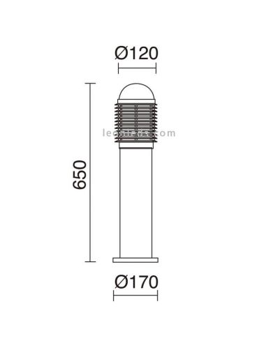 Dimensiones Baliza para exterior Siroco 65Cm Antracita 286A-G05X1A-04 Dopo | LeonLeds