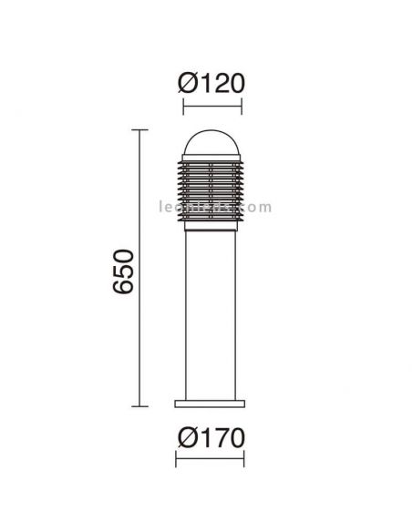 Dimensiones Baliza para exterior Siroco 65Cm Antracita 286A-G05X1A-04 Dopo | LeonLeds