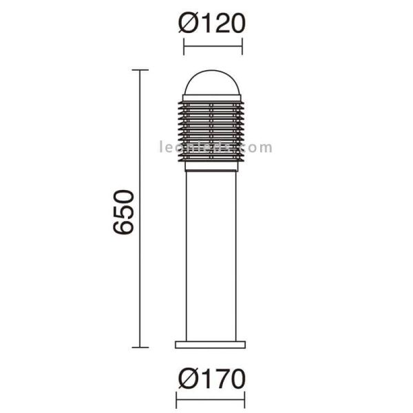 Dimensiones Baliza para exterior Siroco 65Cm Antracita 286A-G05X1A-04 Dopo | LeonLeds