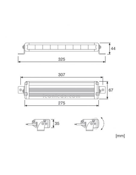 Dimensiones Barra LED potente Homologada LEDriving LightBar VX250-SP Osram 4062172141888 | LeonLeds