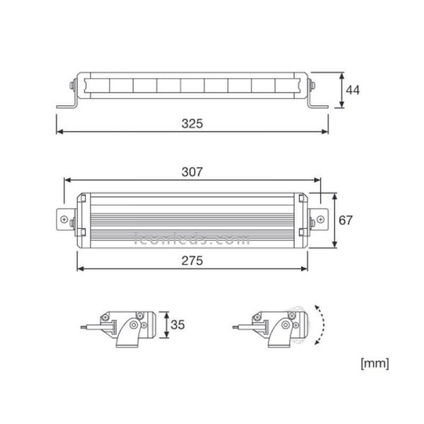Dimensiones Barra LED potente Homologada LEDriving LightBar VX250-SP Osram 4062172141888 | LeonLeds