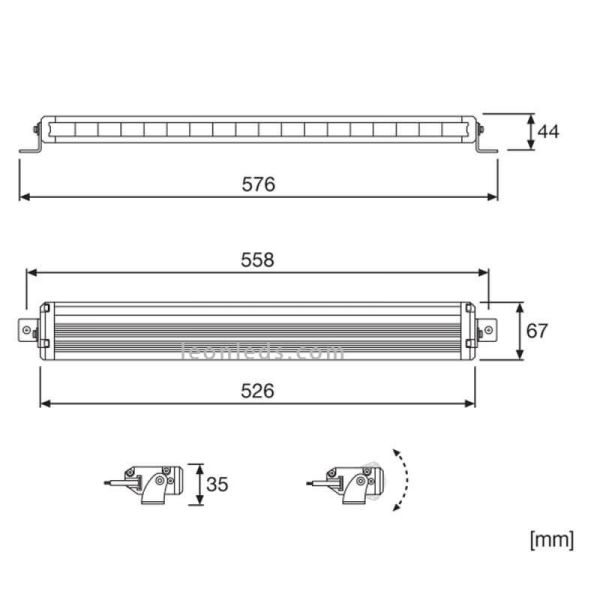 Dimensiones Barra LED 4x4 Homologada LEDriving LightBar VX500-SP 63W 52,6Cm Osram LEDDL116 4062172141918 | LeonLeds