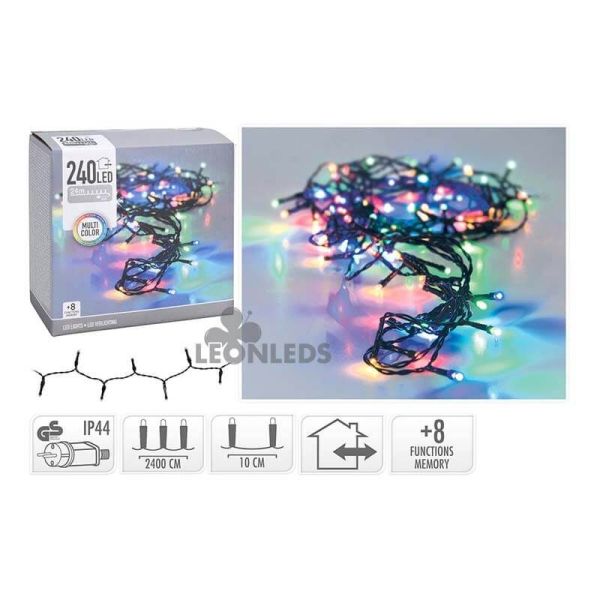 Guirlande de Noël 240 LED XL multicolore 2100cm | LeonLeds