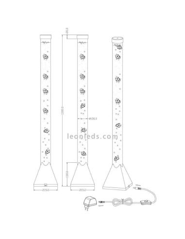 Luminária de pé multicolor Aquário RGB MOTION TRIO LIGHTING| medidas | Leon Iluminação LED