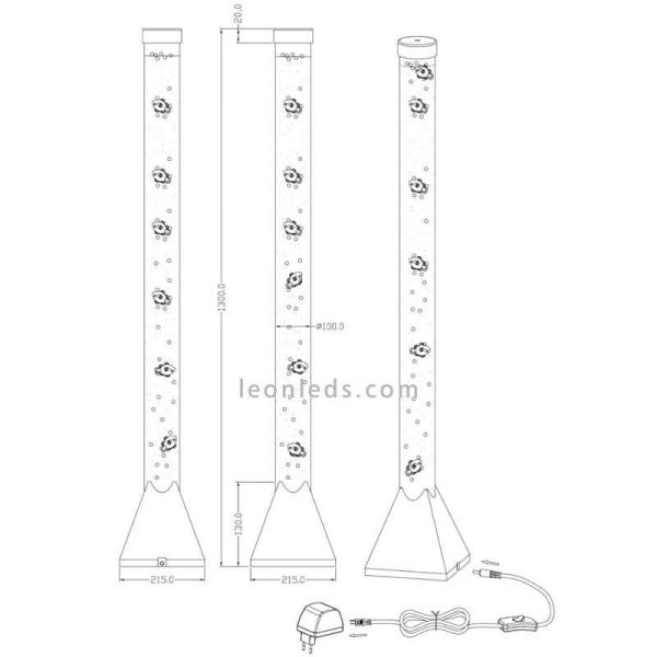 Lámpara de pie multicolor pecera RGB MOTION TRIO LIGHTING| medidas | LeonLeds Iluminación