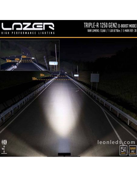 Barra de LED padrão Triple R 1250 Gen 2 125W 59Cm com luz de posição e Eboost 00R12-G2-B 5060404993921 Lazer | leonleds