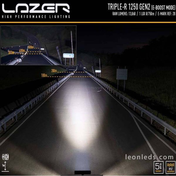 Barra de LED Triple R 1250 Gen 2 Standar 125W 59Cm Con Luz de Posición y Eboost 00R12-G2-B 5060404993921 Lazer | LeonLeds