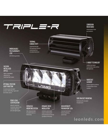 Barra de LED Triple R 1250 Gen 2 Standar 125W 59Cm Con Luz de Posición y Eboost 00R12-G2-B 5060404993921 Lazer | LeonLeds