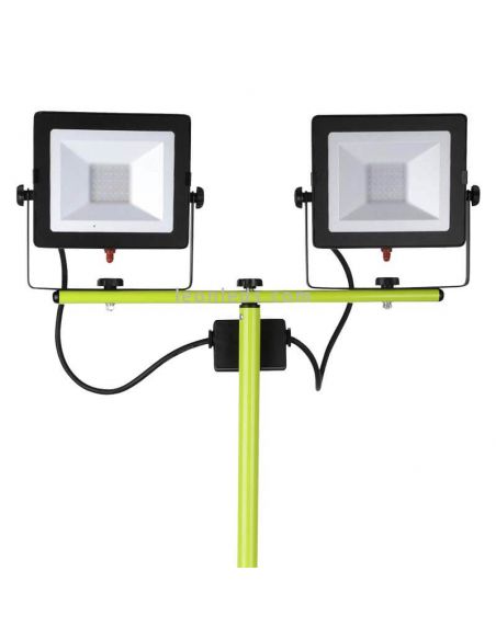 Trépied avec deux spots LED 50W avec interrupteur indépendant 5000K EFLDTT50B50 Luceco | leonleds