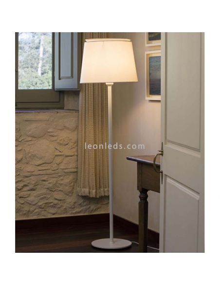 Estructura para lámpara de pie Savoy 1xE27 de Faro Barcelona| estructura metalica negra pantalla blanca| LeonLeds Iluminación
